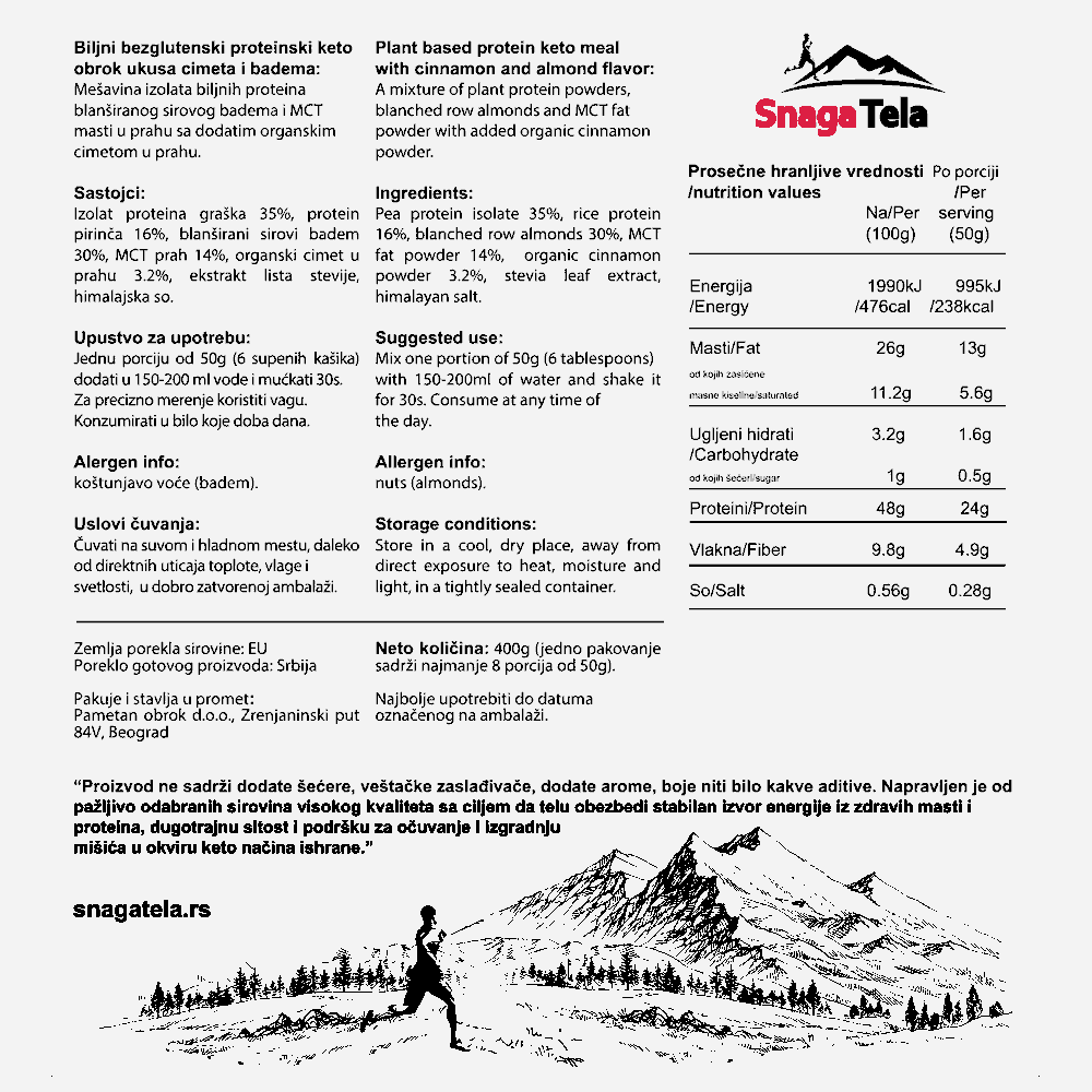 KETO Plant protein - cimet i badem