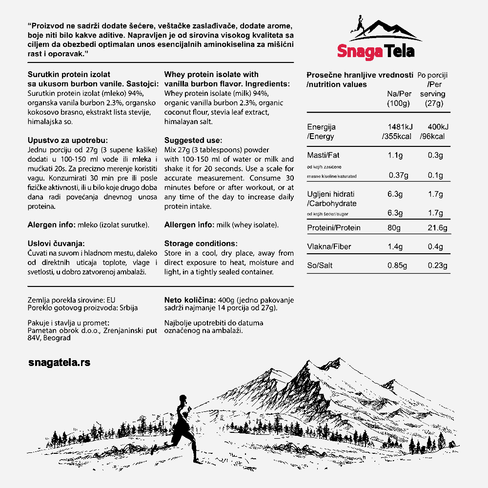 Whey protein isolate - Vanila burbon